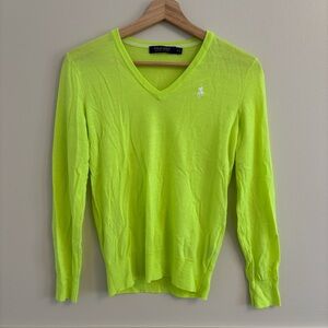 Polo by Ralph Lauren Women's V-Neck Sweater in Bright Yellow